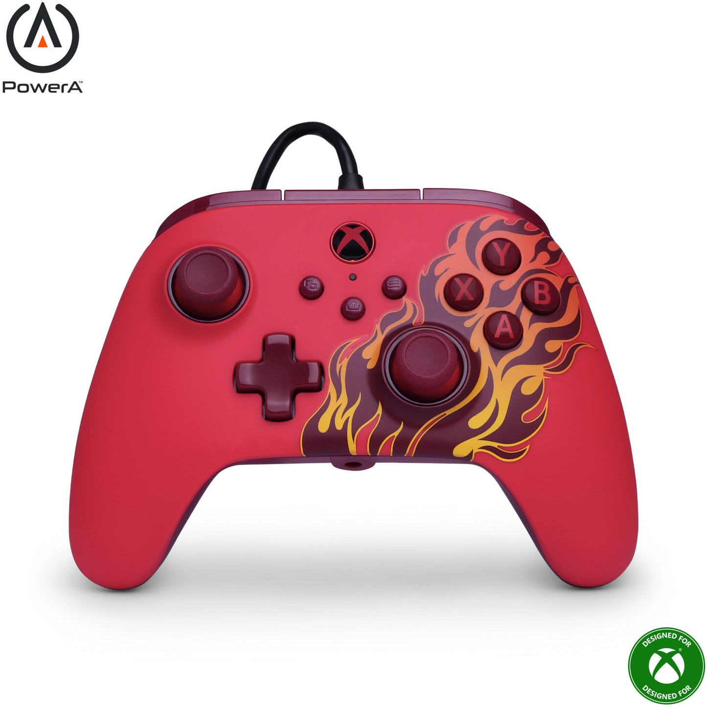 Powera Advantage Controller mit Kabel für die Xbox Series x|s – Red Fire (rot, Xbox Series x|s, Xbox One, PC)
