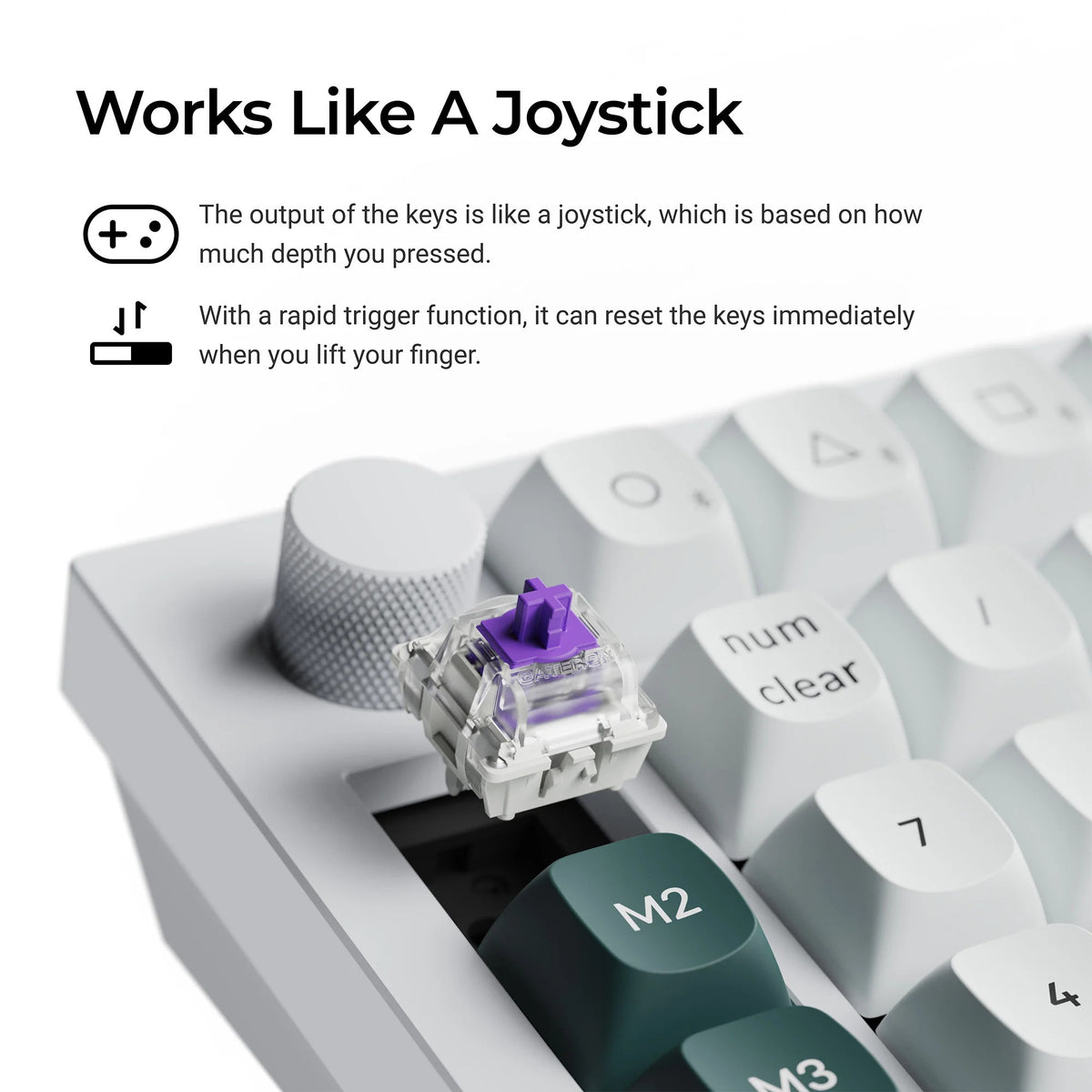 Keychron Q0 HE QMK Wireless Custom Number Pad RGB mechanischer Numpad (schwarz, US-Layout (QWERTY), Gateron Double-Rail Magnetic Nebula, Hot-Swap, RGB, Double-Shot PBT-Tastenkappen)