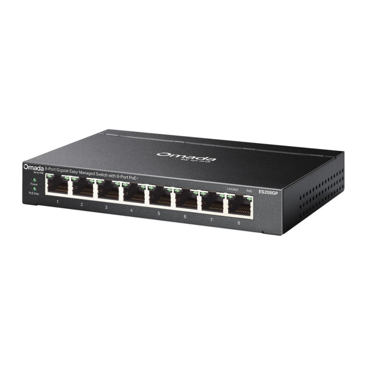 Tp-Link Omada ES208GP 8-Port-Gigabit-Easy-Managed-Switch (schwarz, 8x PoE+)