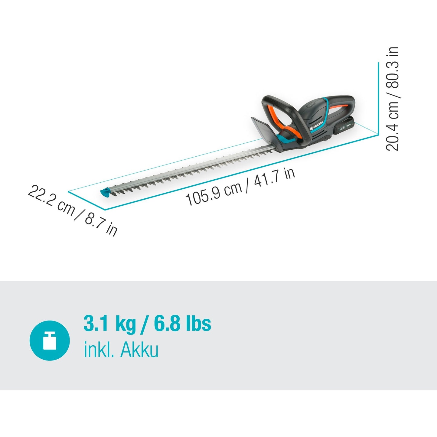 Gardena Battery Hedge Trimmer Comfortcut 60 18V P4A Set