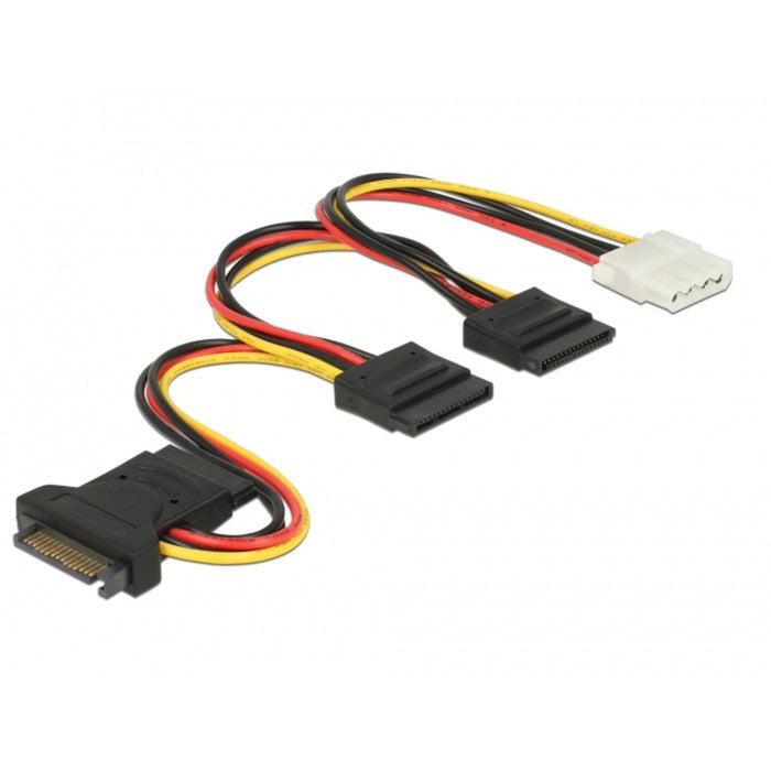 DELOCK SATA 15 PIN Stecker> 3 x Sata -Steckdose + 1 x Molex