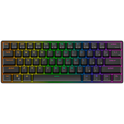 Royal Kludge RK61 kabellose mechanische Tastatur, Gaming-Tastatur (schwarz, US-Layout, brauner Schalter, 60 %, RGB, Hot-Swap, 2,4 GHz USB-C Bluetooth)