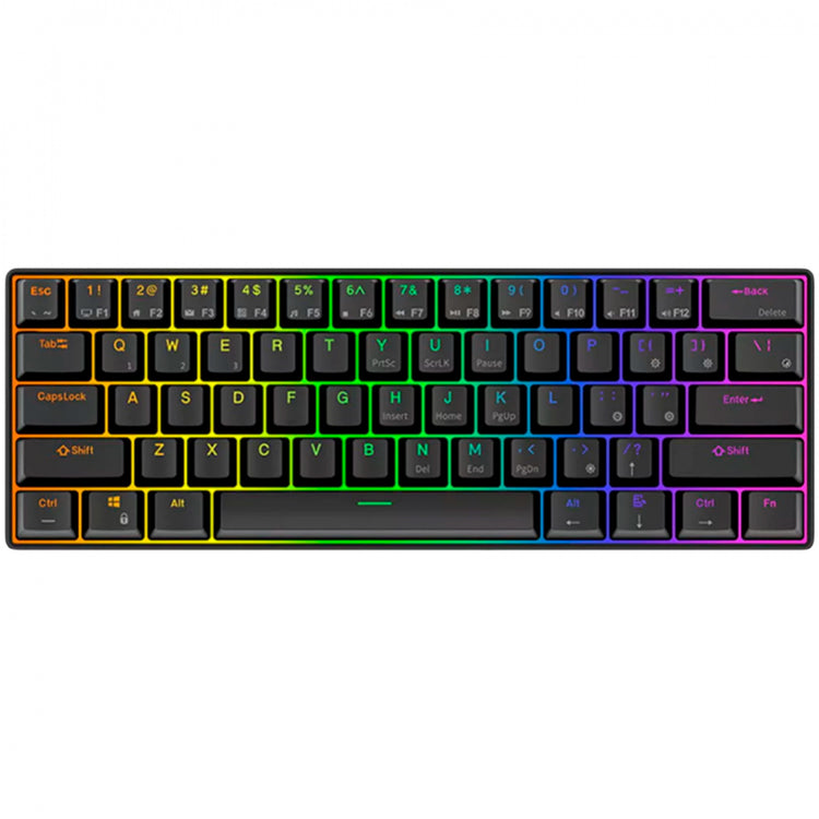 Royal Kludge RK61 kabellose mechanische Tastatur, Gaming-Tastatur (schwarz, US-Layout, brauner Schalter, 60 %, RGB, Hot-Swap, 2,4 GHz USB-C Bluetooth)
