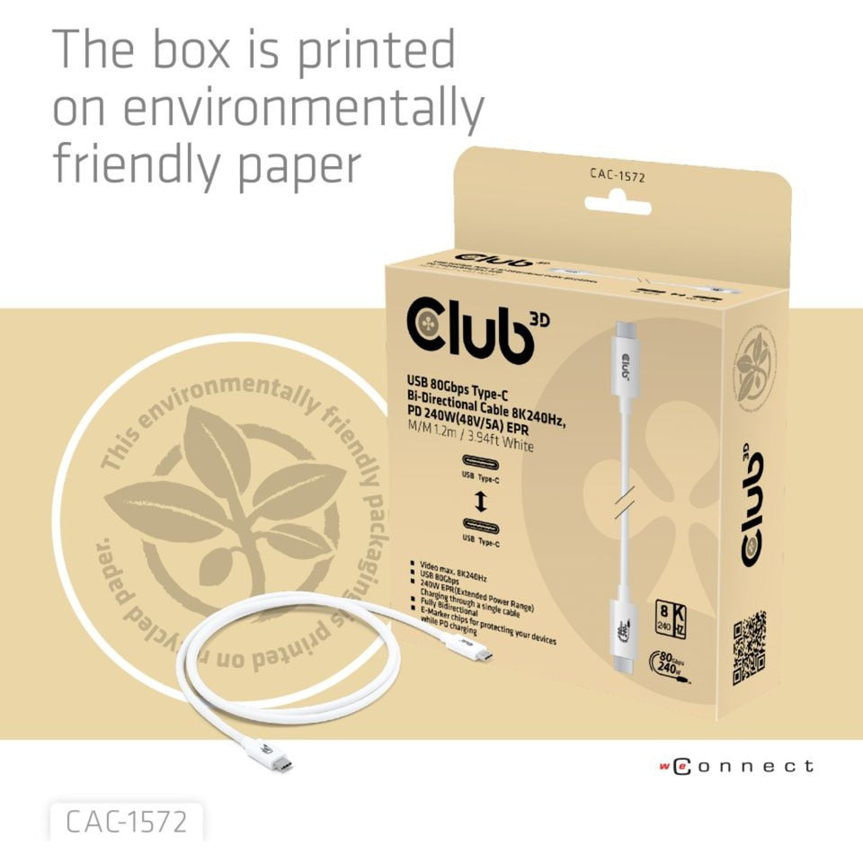 Club 3D USB-C 80Gbit / s zertifiziert 240W 8K 240 Hz
