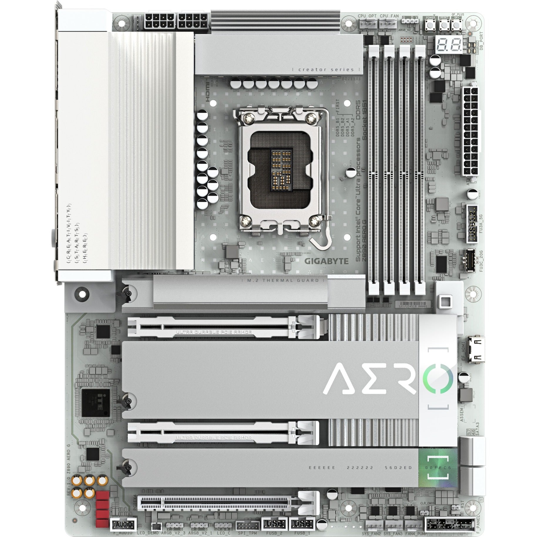Gigabyte Gigabyte Z890 Aero G, ATX, LGA1851, Intel® Core ™ Ultra, 4x DDR5, 2,5 GBE X2, Wi-Fi 7, USB4, Weiß, Weiß