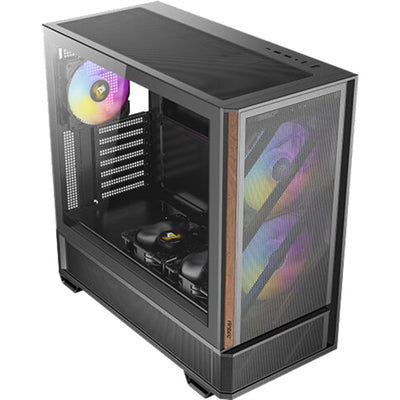 Antec p30 argb Midi-Tower-Gehäuse (schwarze Holzfarbe | 2x USB-A | 1x USB-C | gehärtetes Glas)