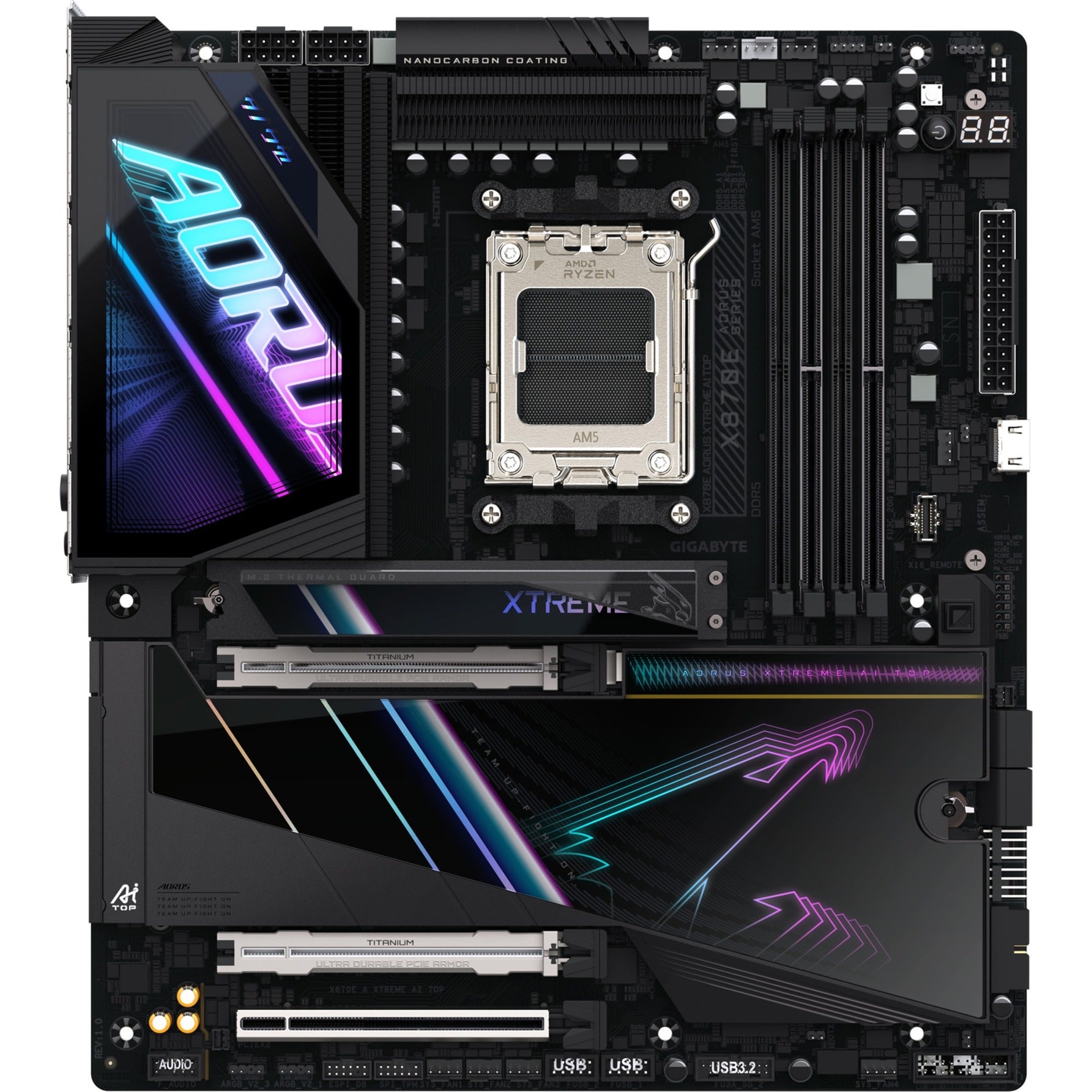 Gigabyte x870e a xtreme AI Top Sockel AM5 Mainboard (schwarz, RAID, 2x 10 GB-LAN, WLAN, BT, Sound, E-ATX)