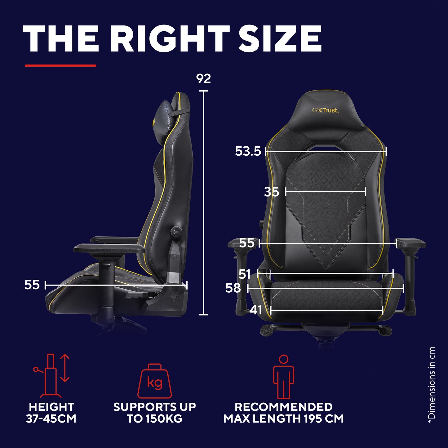 Trust GXT 721BM Ruya Pro Premium bequemer Gaming-Stuhl (Schwarz Gelb)
