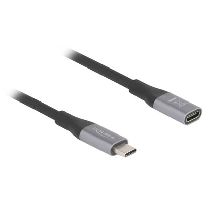 Delock USB-C Verlängerungskabel 40 Gbit/s, PD 3.1, 240 W, 2 Meter (schwarz grau)
