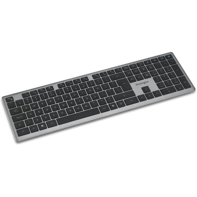 Kensington KB535 EQ wiederaufladbare Tastatur für mehrere Geräte (US-internationales Layout (QWERTY), Scherenschalter, 100 %, USB, 2,4 GHz, Bluetooth 5.4)