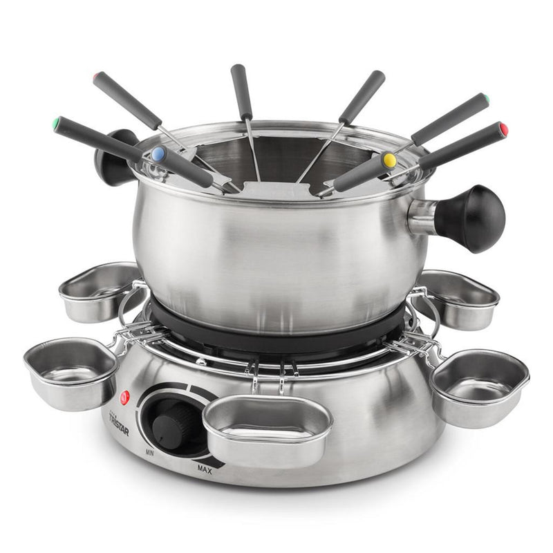 Tristar fo-1100 Fondue (Edelstahl, 8 Personen, 1300 W, geeignet für Öl, Schokolade und Käse)