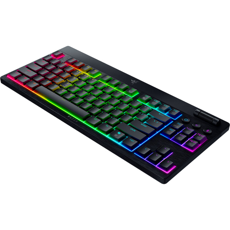 Razer Blackwidow V4 Low-Profile-RGB-Mechanische Gaming-Tastatur (Schwarz, US-Layout (QWERTZ), Low-Profile-Orange, 80 % (TKL))