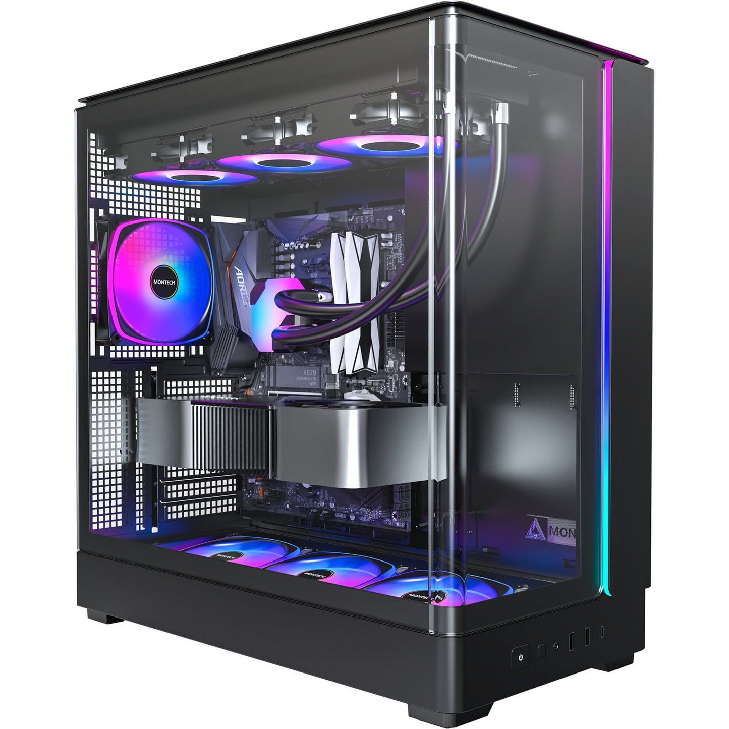 Montech King 45 Pro Midi-Tower-Gehäuse (schwarz | 2x USB-A | 1x USB-C | RGB | Fenster)