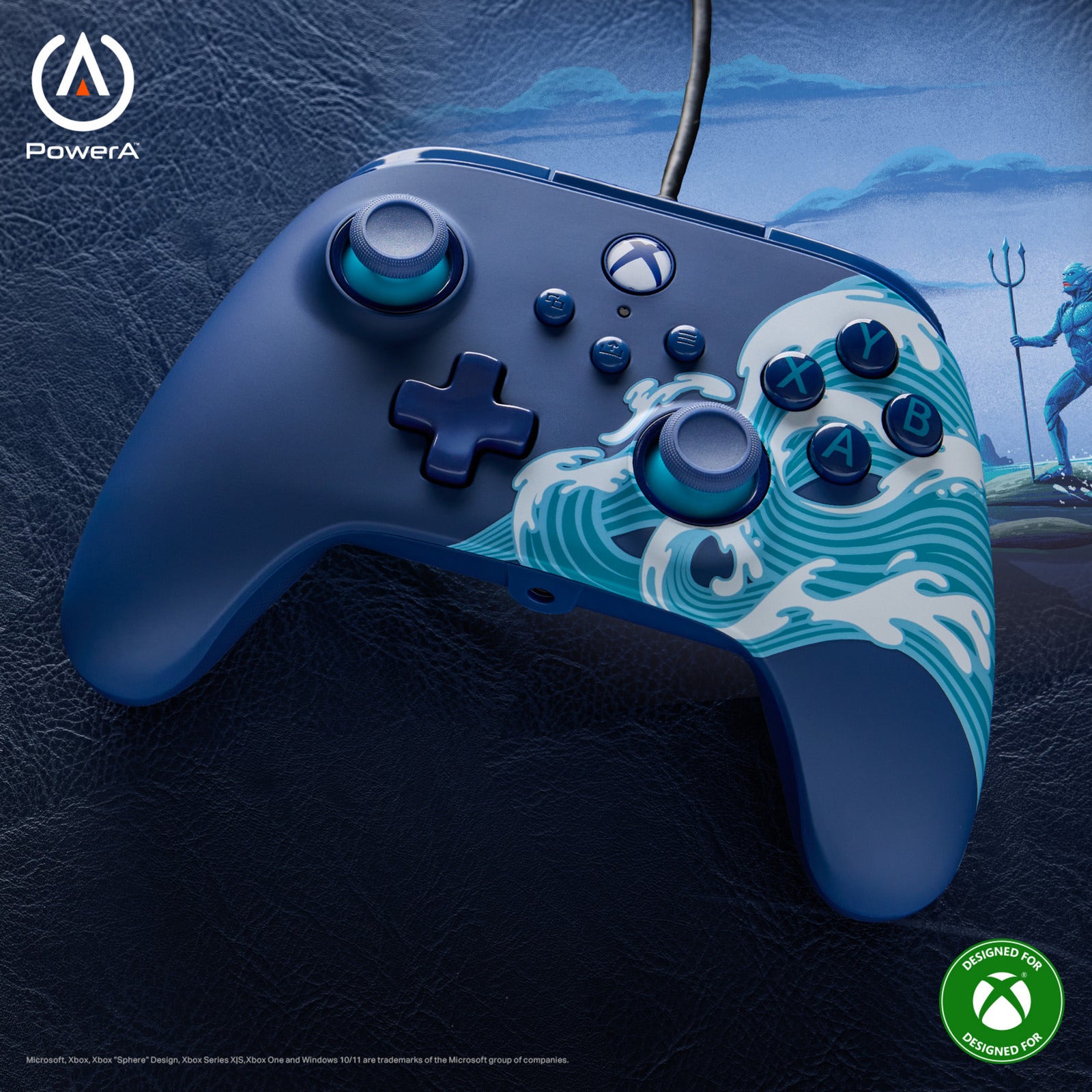 Powera Advantage Controller mit Kabel für die Xbox Series X|s – Water Wave (Azurblau, Xbox Series X|s, Xbox One, PC)