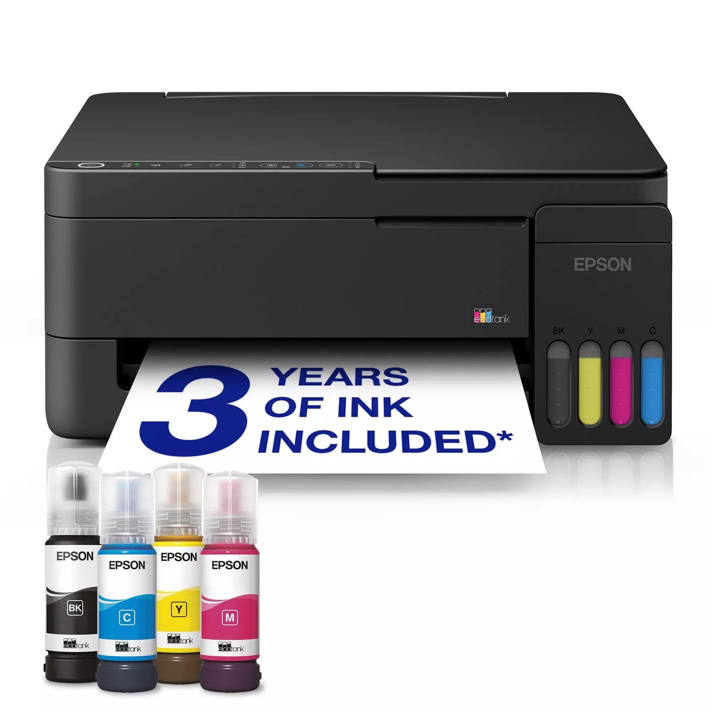 Epson Ecotank et-2912 All-in-One-Tintenstrahldrucker (Schwarz, Scannen, Kopieren, WLAN, inklusive bis zu 3 Jahre Tinte, C11cl62406)