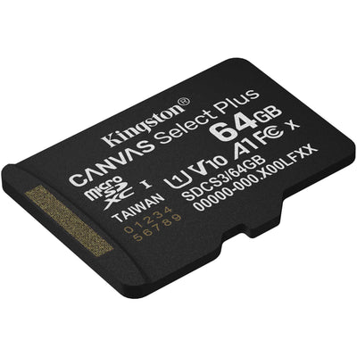 Kingston Canvas Select Plus 64 GB MicroSDXC-Speicherkarte (schwarz, UHS-I U1, Klasse 10, V10)