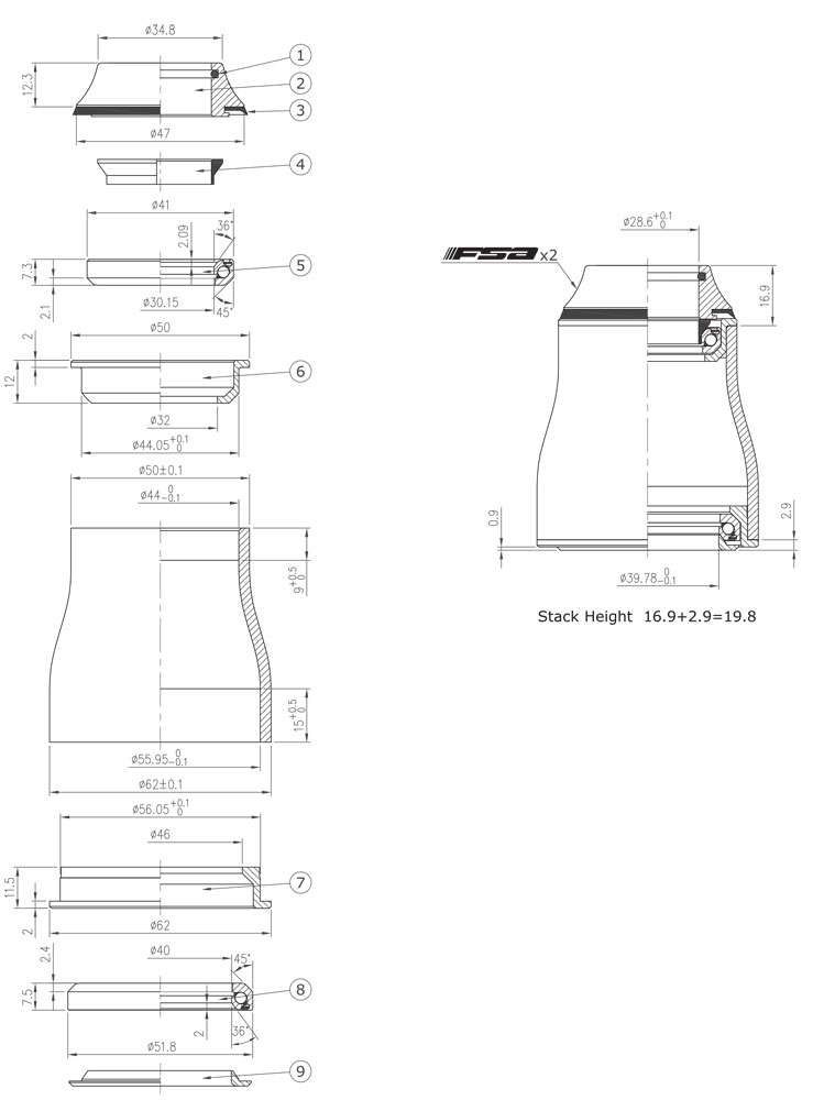 FSA Nr. 57e Orbit 1.5e ZS 1 1 8“-1.5 Steuersatz