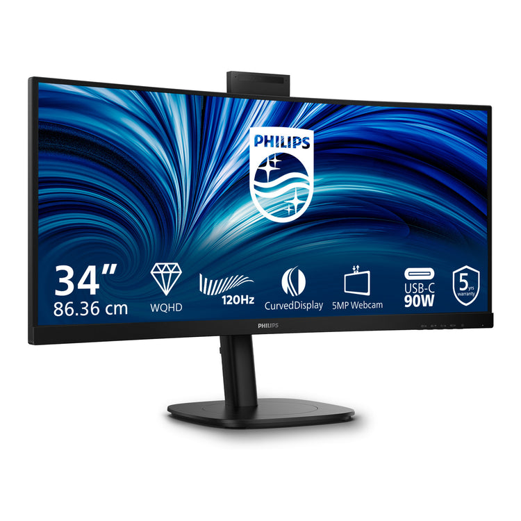 Philips 34b2u3600ch 34 gebogener Ultrawide-Monitor (schwarz, 2x HDMI, Display-Port, 3x USB-A, USB-B, USB-C, RJ-45)
