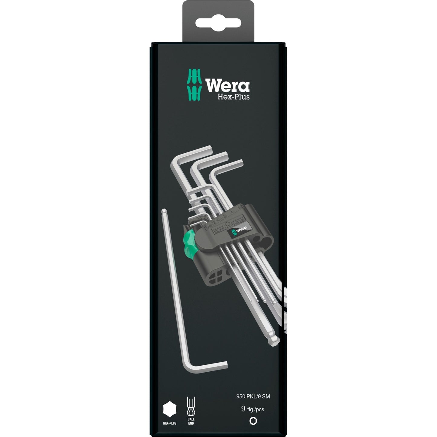Waa 950 9 Hex-plus 1 SB Stiftschlüssel Set, Metrik, weit
