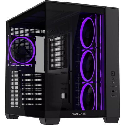 Asus a32 plus Midi-Tower-Gehäuse (schwarz | 2x USB-A | 1x USB-C | RGB | gehärtetes Glas)