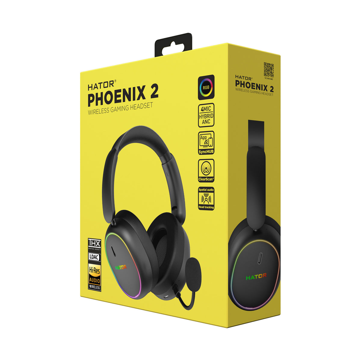 Hator Phoenix 2 kabelloses Over-Ear-Gaming-Headset (schwarz, RGB, 2,4 GHz Bluetooth 5.4 USB-C)
