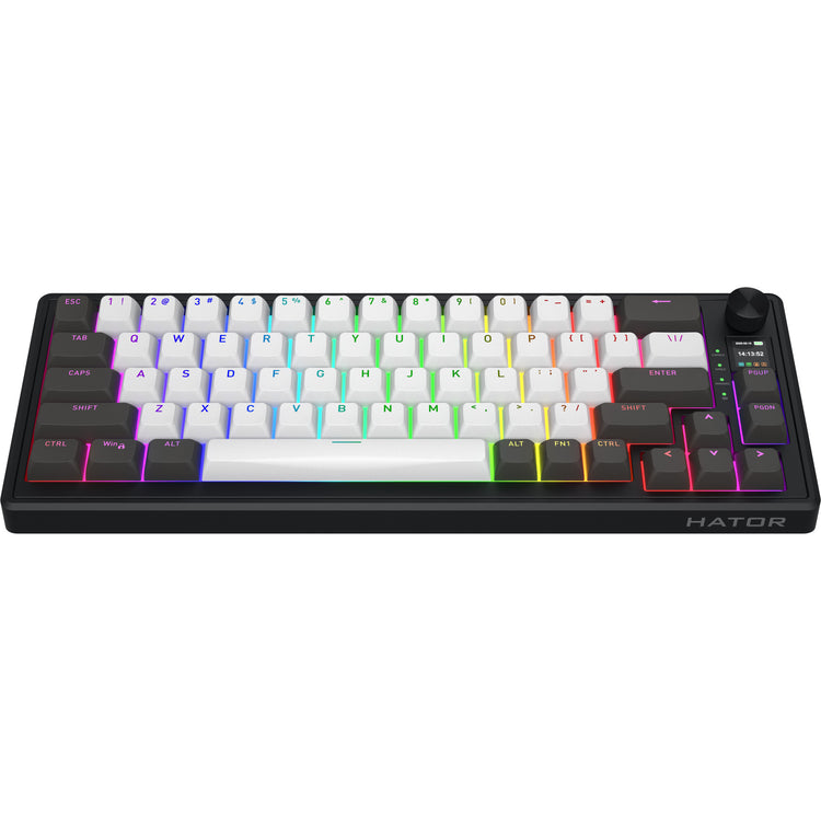 Hator Skyfall Pro Wireless, Gaming-Tastatur (schwarz, US-Layout, Hator Aurum Vanilla Silent, 65 %, RGB, Double-Shot PBT, Hot-Swap, 2,4 GHz Bluetooth USB-C)