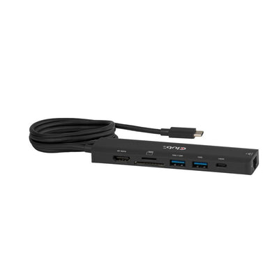 Club 3D CSV-2555 7-1 USB-C-zu-HDMI-Hub (Schwarz, 4K60Hz, PD3.1 140W, USB-A, USB-C, LAN, MicroSD)