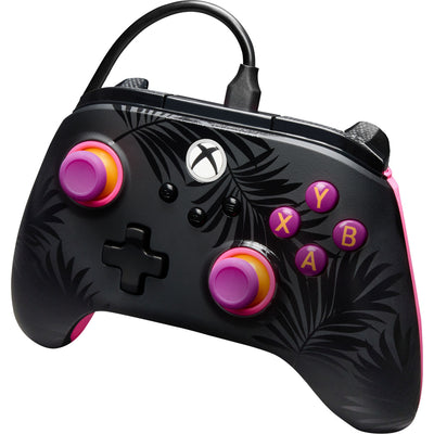 Powera Advantage Plus kabelgebundener Controller für Xbox Series X|s – Palmen im Mondlicht (Rosa, Xbox Series X|s, Xbox One, PC)