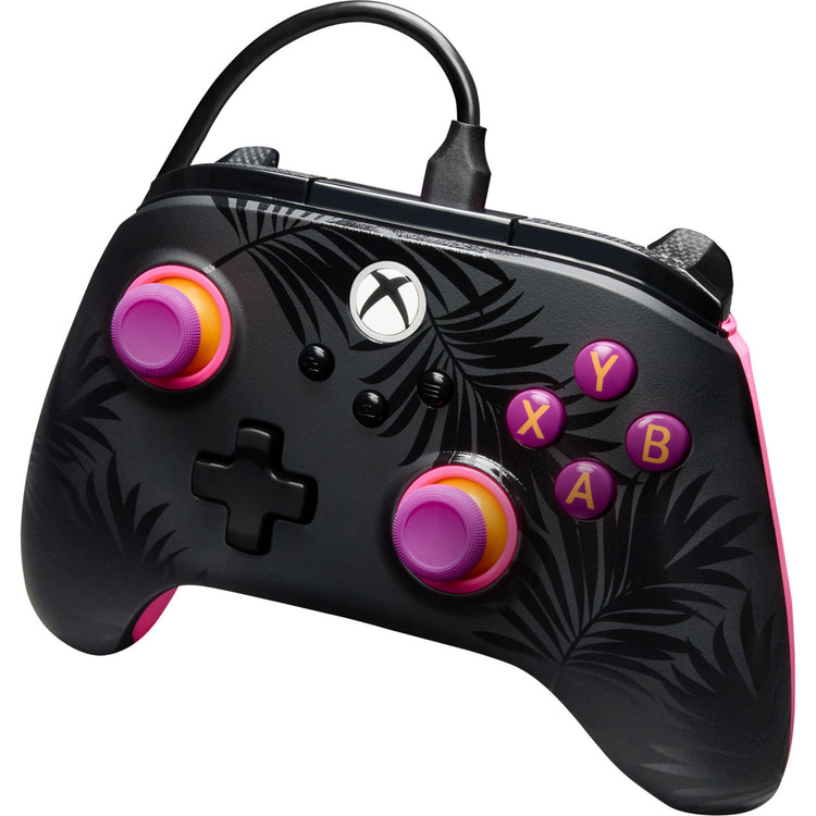 Powera Advantage Plus kabelgebundener Controller für Xbox Series X|s – Palmen im Mondlicht (Rosa, Xbox Series X|s, Xbox One, PC)