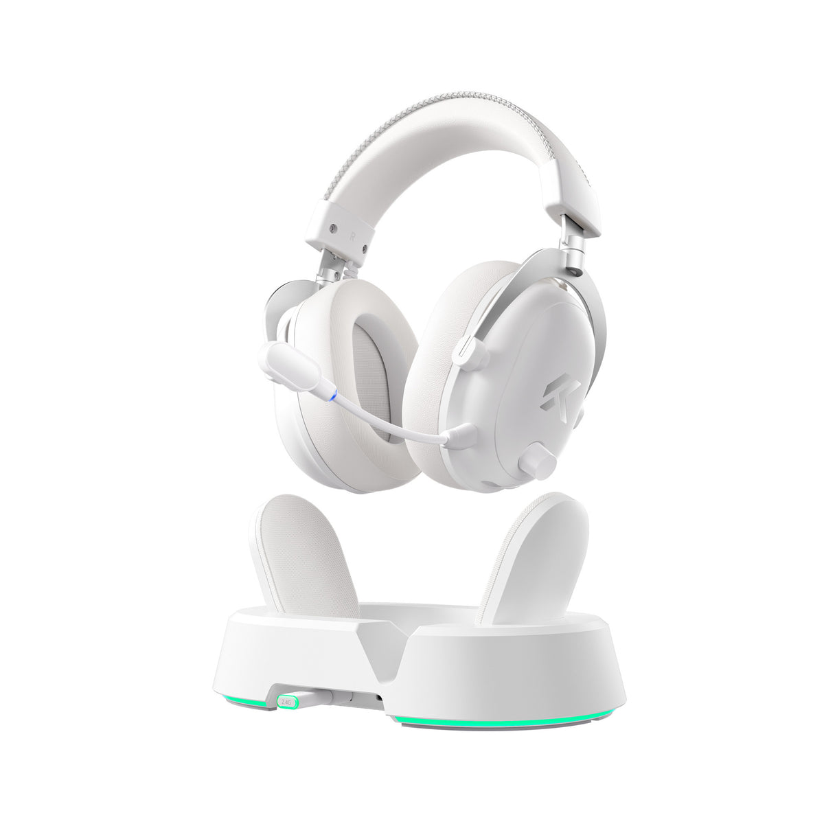 Mchose V9 Turbo+ magnetisches kabelloses Over-Ear-Gaming-Headset (weiß silber, Nintendo Switch, Playstation 4, Playstation 5, Mobil, PC, 2,4 g Bluetooth USB)