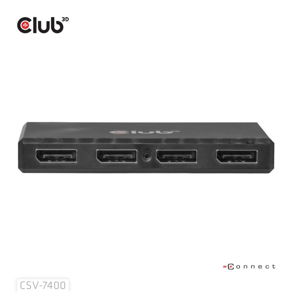 Club 3D DisplayPort Quad Monitor Hub MST 4x 4K30Hz DisplayPort Splitter (Schwarz)