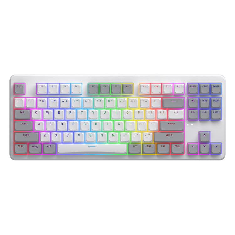 Hator Rockfall 3 TKL Wireless, Gaming-Tastatur (weiß, US-Layout, Hator Aurum Orange, RGB, PBT-Tastenkappen, Hotswap, 2,4 GHz Bluetooth USB-C)