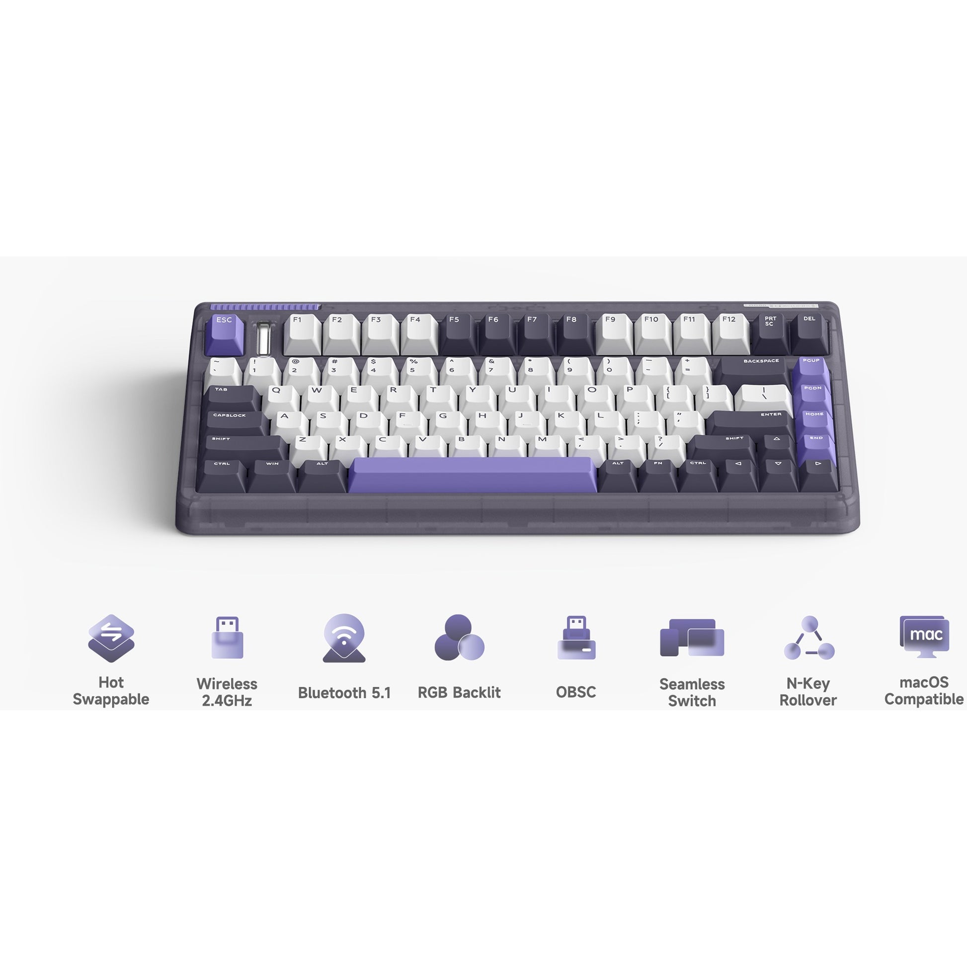 Iqunix OG80 Lavandin Wireless mechanischer Tastatur