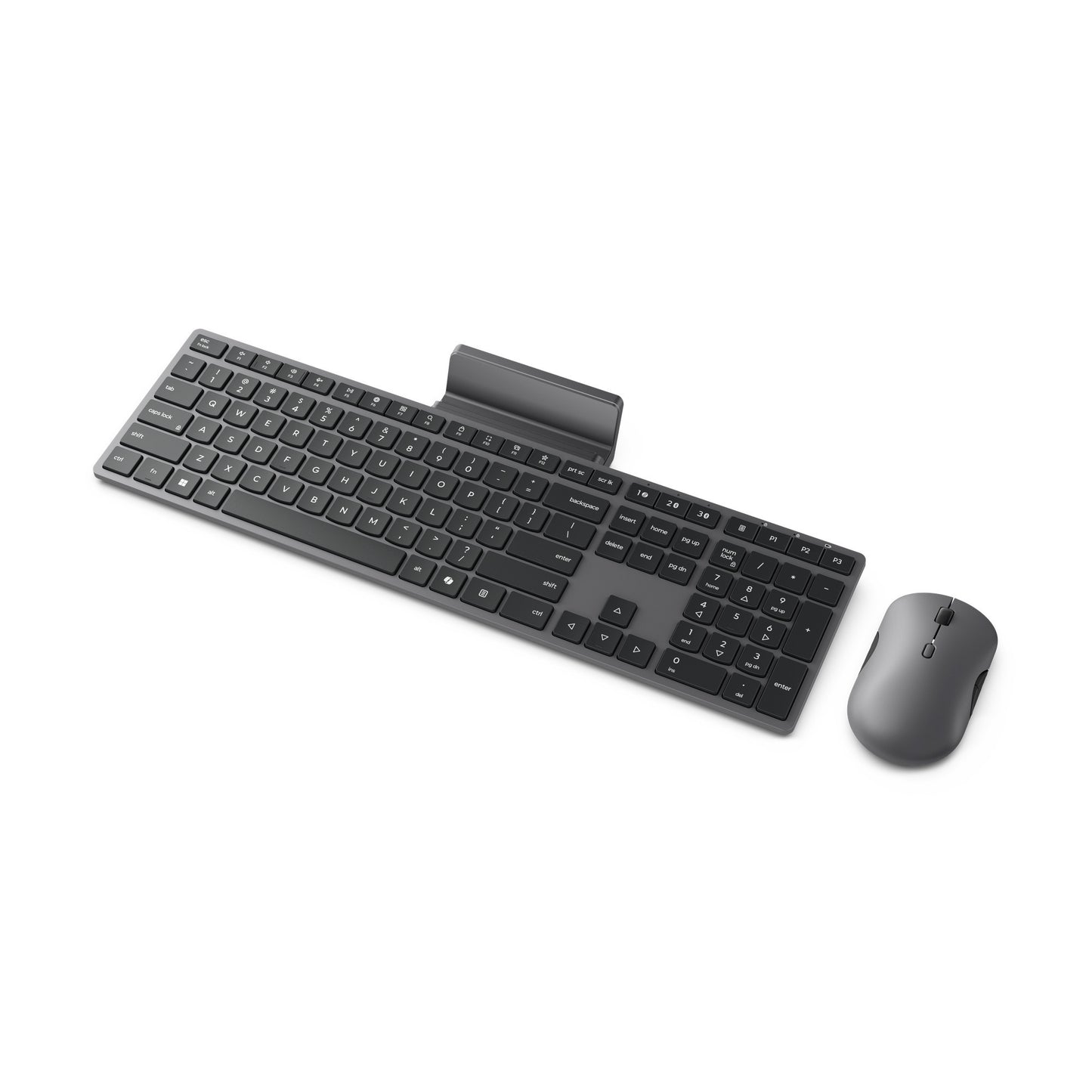 Lenovo 700 modernes kabelloses Kombi-Desktop-Set für mehrere Geräte (grau, US-Layout (QWERTY), 100 %, 4000 dpi, 2,4 GHz, BT 5.3, USB-A)
