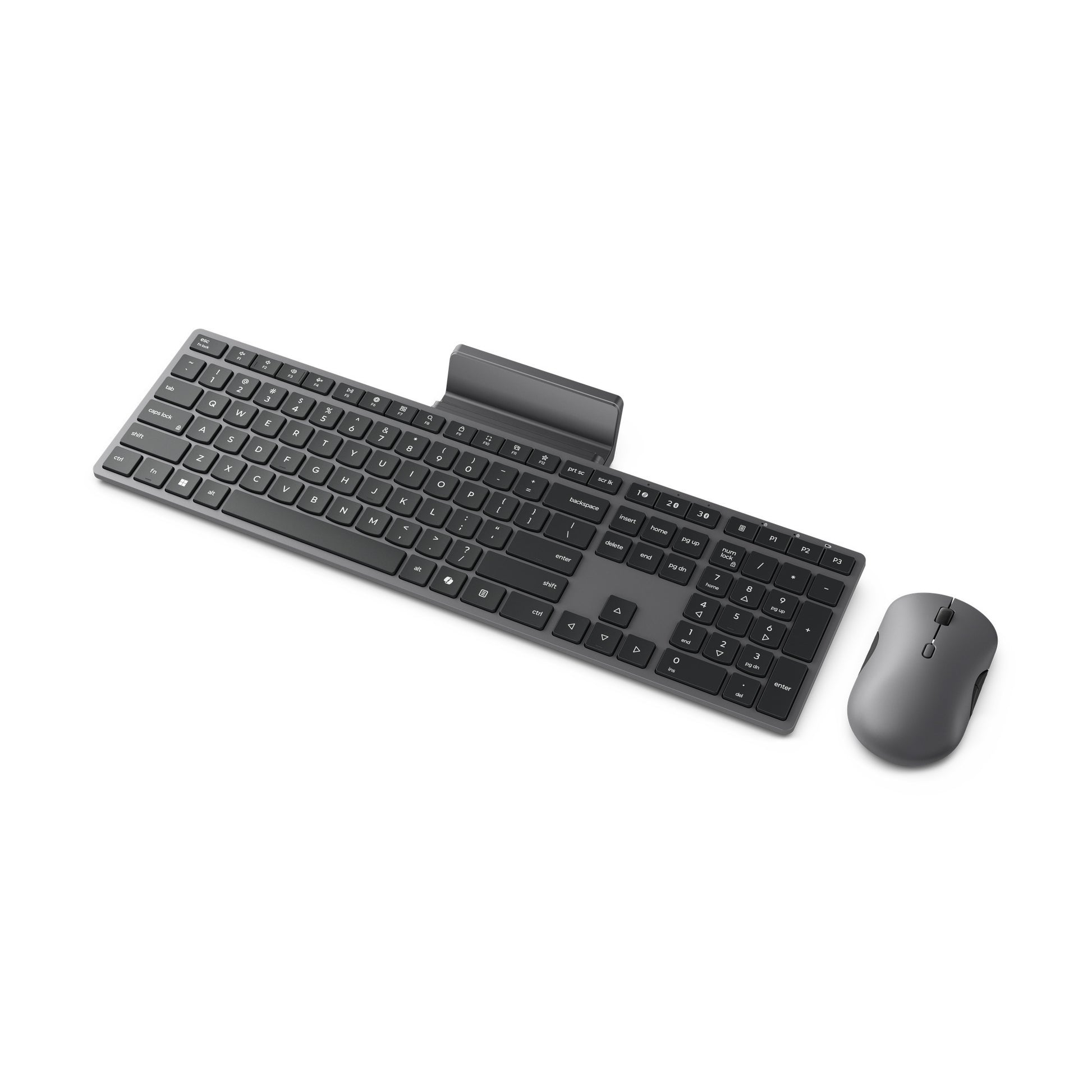 Lenovo 700 modernes kabelloses Kombi-Desktop-Set für mehrere Geräte (grau, US-Layout (QWERTY), 100 %, 4000 dpi, 2,4 GHz, BT 5.3, USB-A)