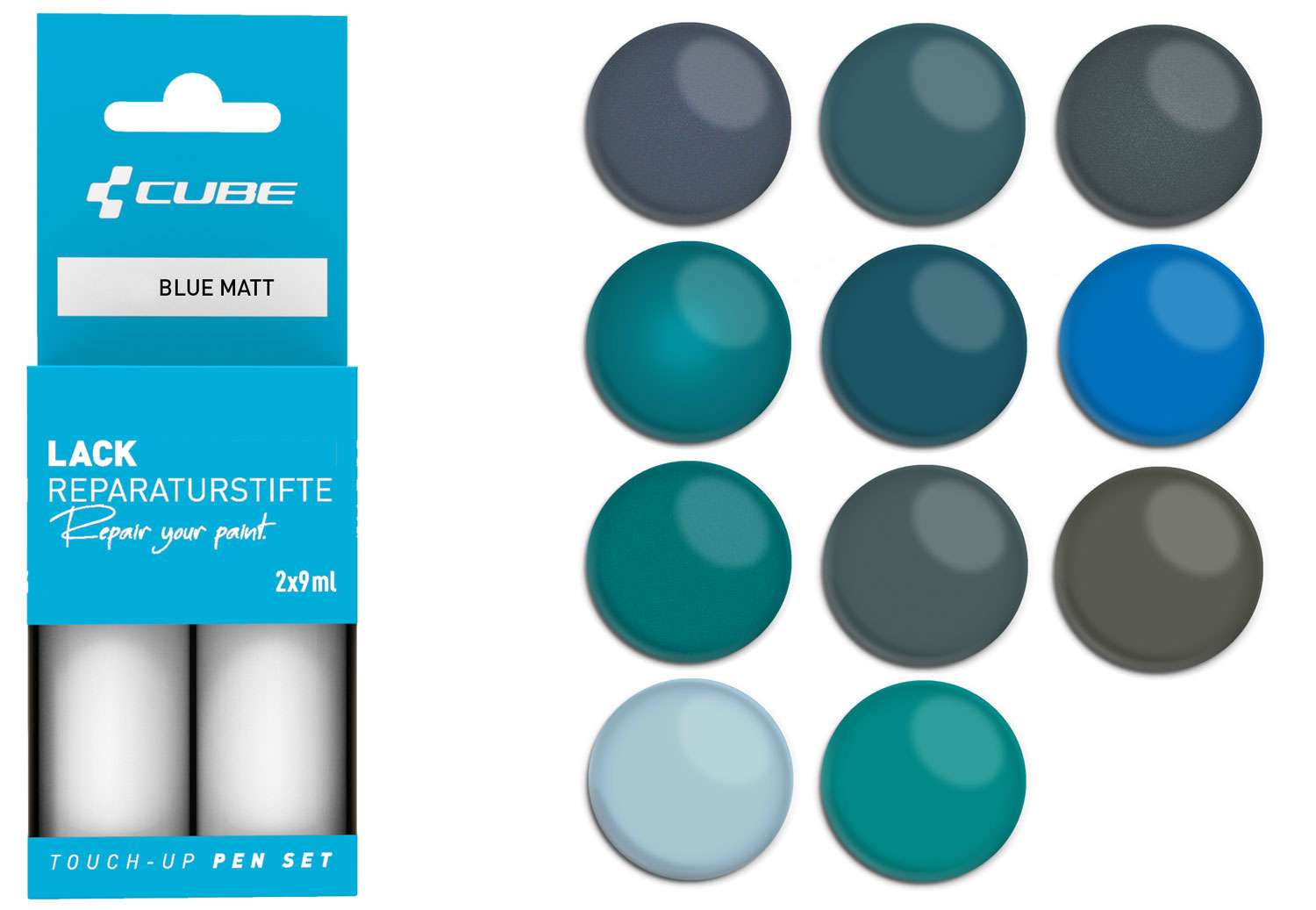 Cube Lackstift-Set blau matt