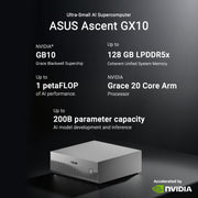 Asus Ascent GX10 Arm V9.2-A 128 2 Mini-PC (Dunkelgrau | NVIDIA GB10 Grace Blackwell | DGX Spark | NVLINK-C2C | 128 GB | 2 TB SSD) - afbeelding 14