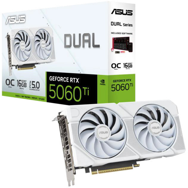 Asus Dual GeForce RTX 5060 Ti OC 16G White Edition Grafikkarte (weiß, 3x Display Port, 1x HDMI)