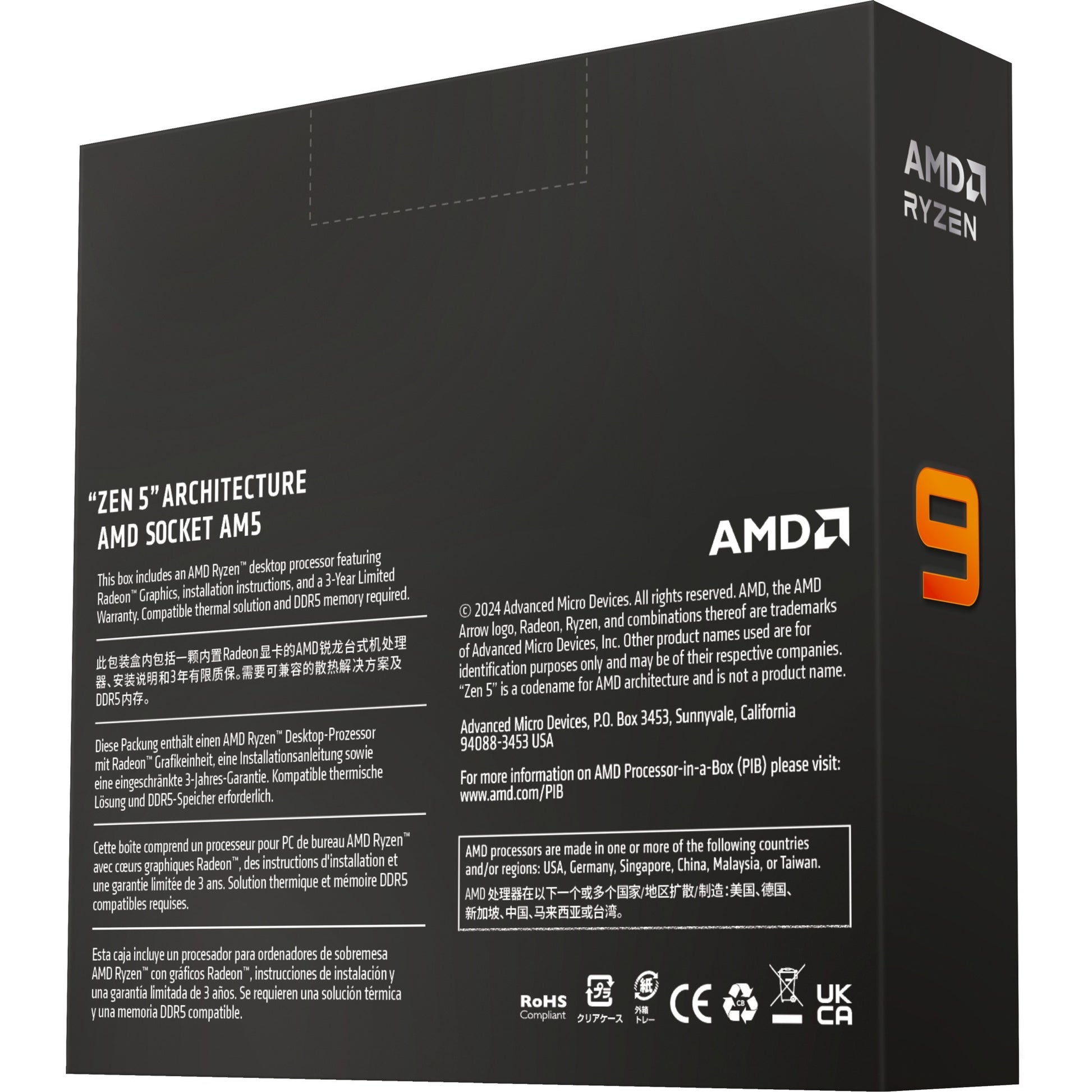 AMD Ryzen 9 9950x, 4,4 GHz (5,7 GHz Turbo Boost)