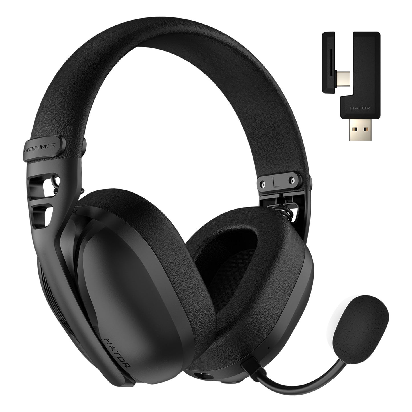 Hator Hyperpunk 3 kabelloses Over-Ear-Gaming-Headset (schwarz, 2,4 GHz Bluetooth 5.4 USB-C)