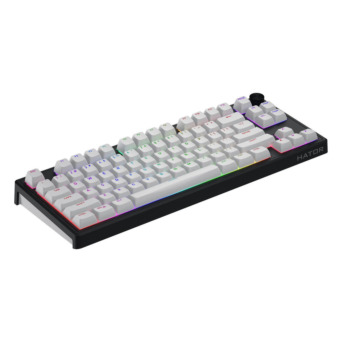 Hator Skyfall Wireless, Gaming-Tastatur (Schwarz, US-Layout, Hator Aurum Lemon, 80 % (TKL), RGB, Double Shot ABS, Hot-Swap, 2,4 GHz Bluetooth USB-C)