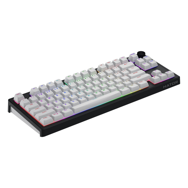 Hator Skyfall Wireless, Gaming-Tastatur (Schwarz, US-Layout, Hator Aurum Lemon, 80 % (TKL), RGB, Double Shot ABS, Hot-Swap, 2,4 GHz Bluetooth USB-C)