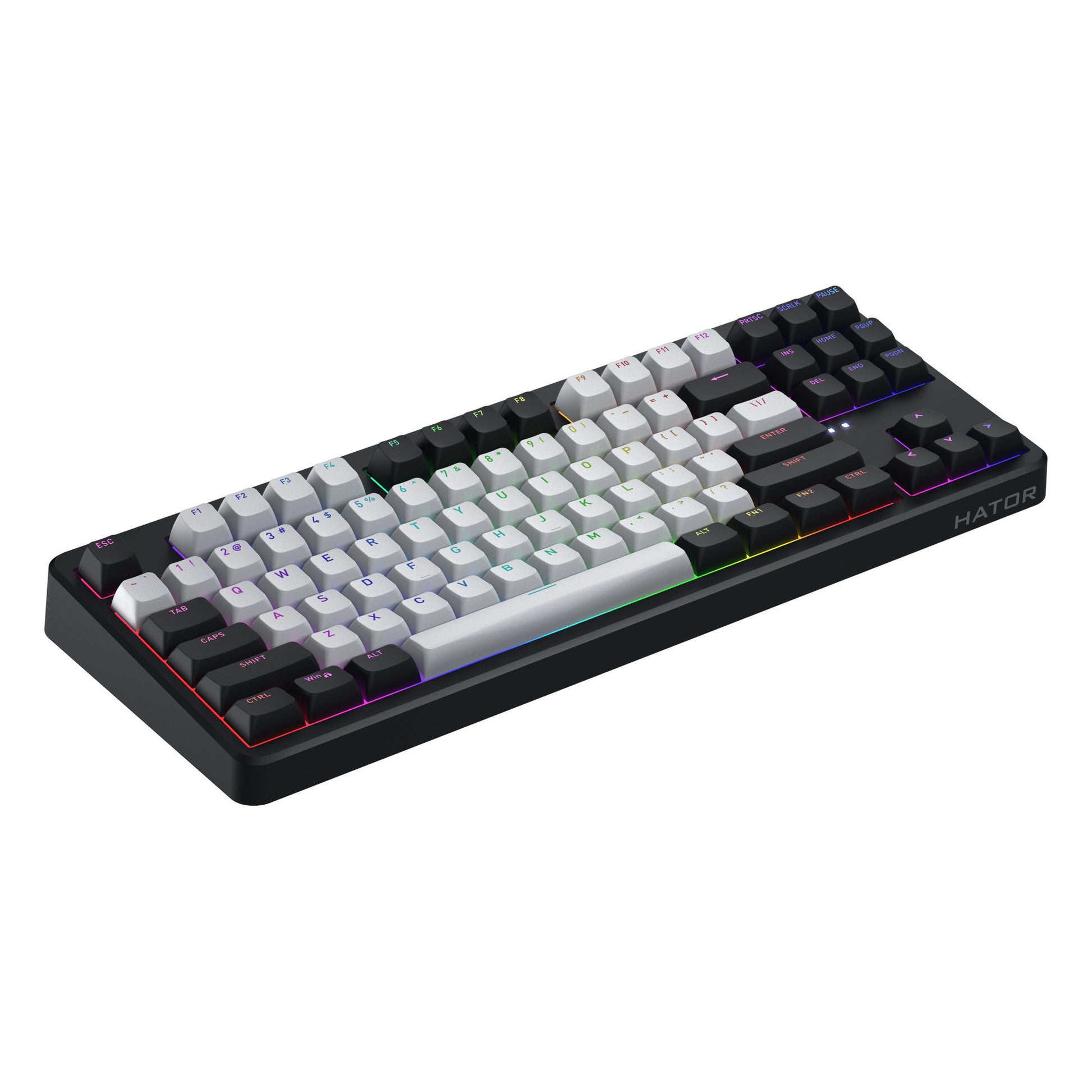 Hator Rockfall 3 TKL Wireless, Gaming-Tastatur (Schwarz, US-Layout, RGB, PBT-Tastenkappen, Hot Swap, 2,4 GHz Bluetooth USB-C)