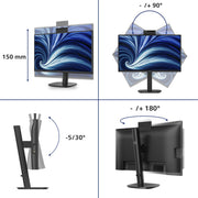 Philips 24b2n3200jh 00 23,8 Monitor (schwarz, VGA, HDMI, Display-Port, USB-C, Webcam, 120 Hz) - afbeelding 9