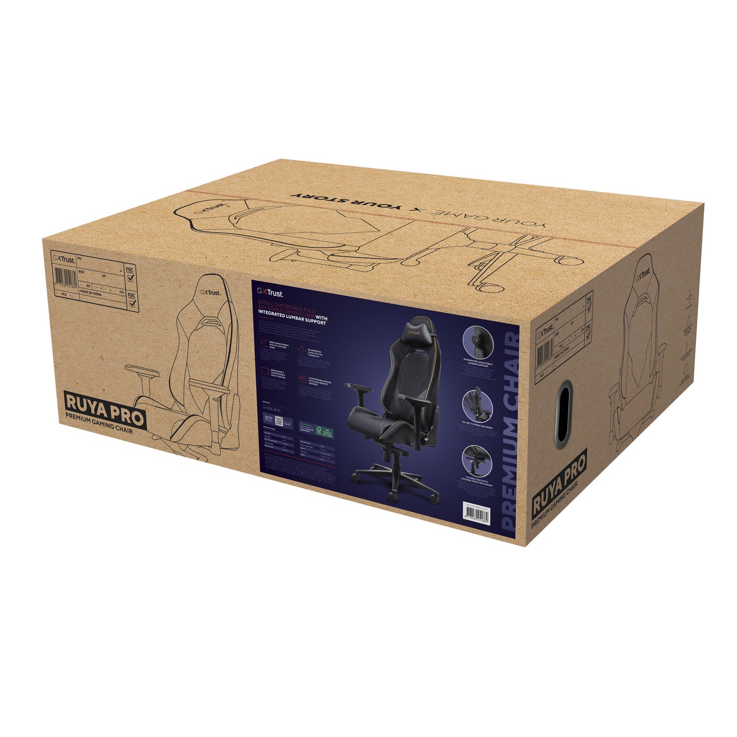 Trust GXT 721 Ruya Pro Premium bequemer Gaming-Stuhl (Schwarz Gelb)