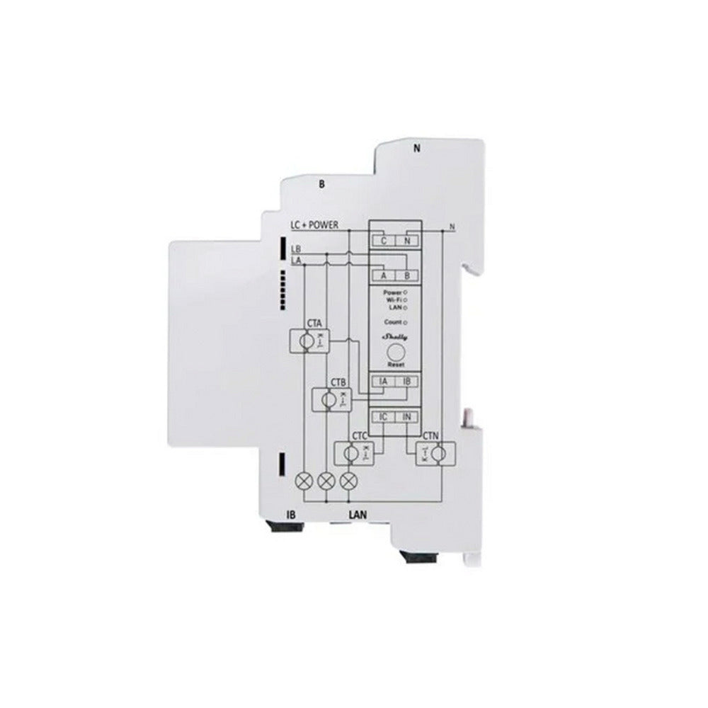 Shelly pro 3em-120a v2 Messgerät (weiß, LAN, WLAN, Bluetooth)