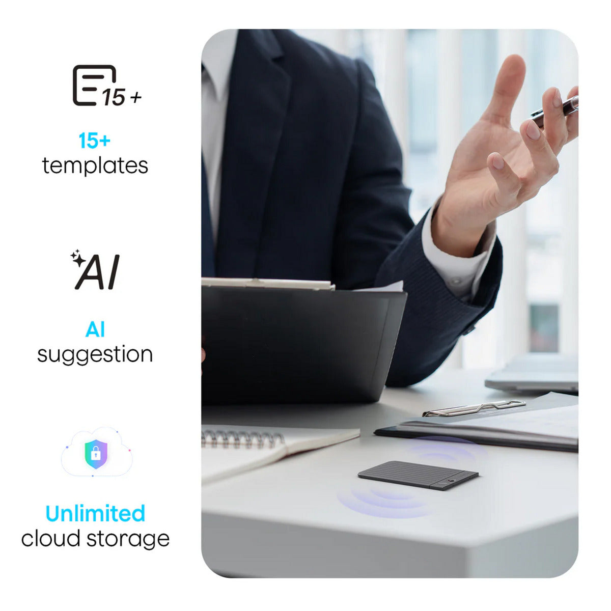Plaud Notiz-Diktiergerät (Silber, 64 GB, Bluetooth (BLE 5.2), WLAN (2,4 GHz))