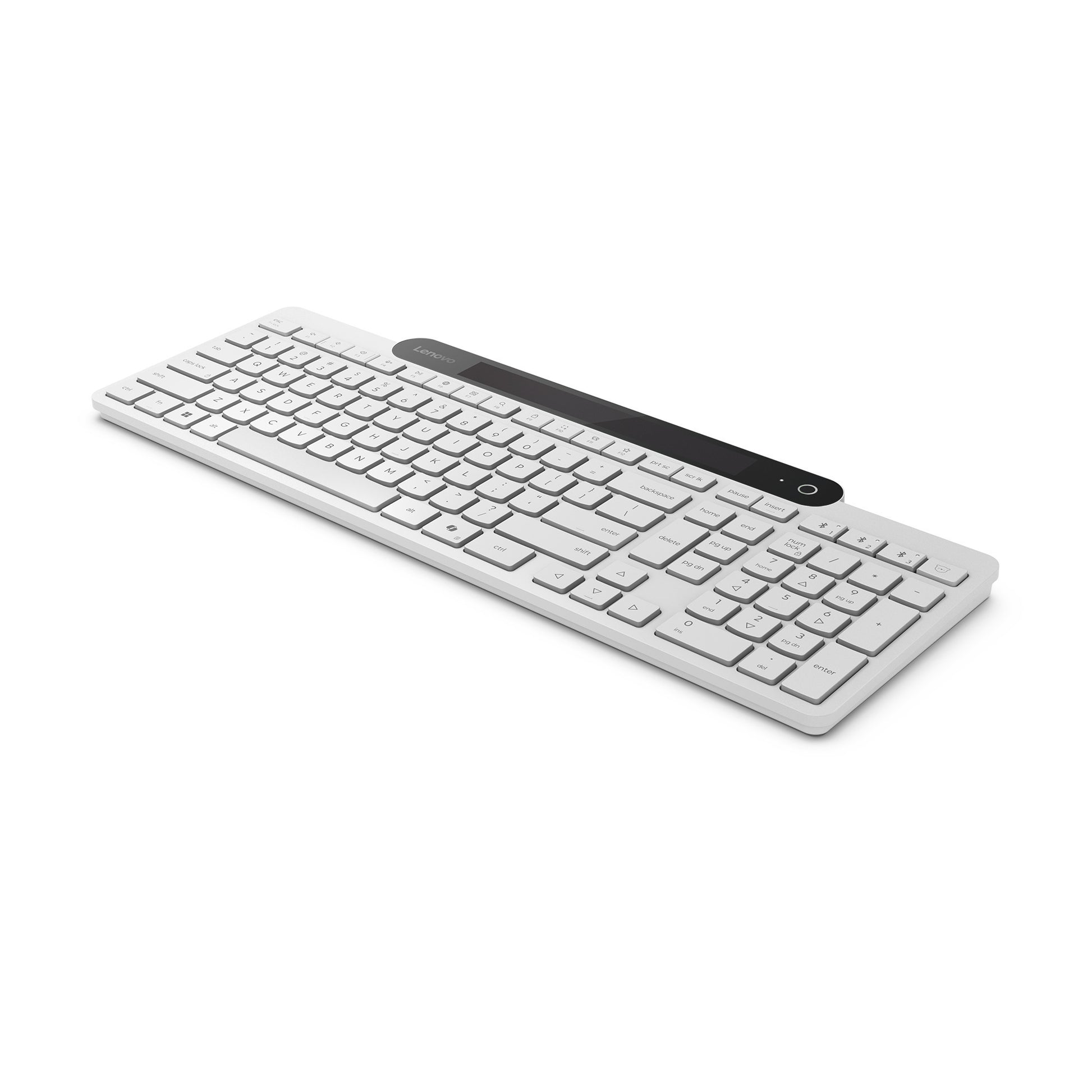 Lenovo 800 selbstladende Bluetooth-Tastatur (weiß, US-Layout (QWERTY), Stößel, 100 %, Stößelschalter, Bluetooth 5.1, USB-C)