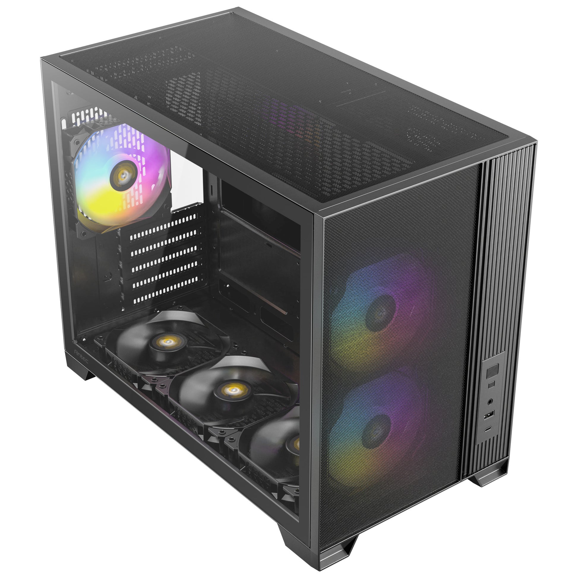 Antec Flux M Mini-Tower-Gehäuse (schwarz | 1x USB-A | 1x USB-C | gehärtetes Glas)