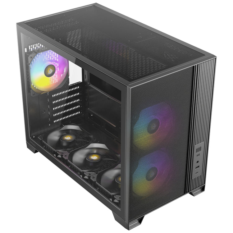 Antec Flux M Mini-Tower-Gehäuse (schwarz | 1x USB-A | 1x USB-C | gehärtetes Glas)